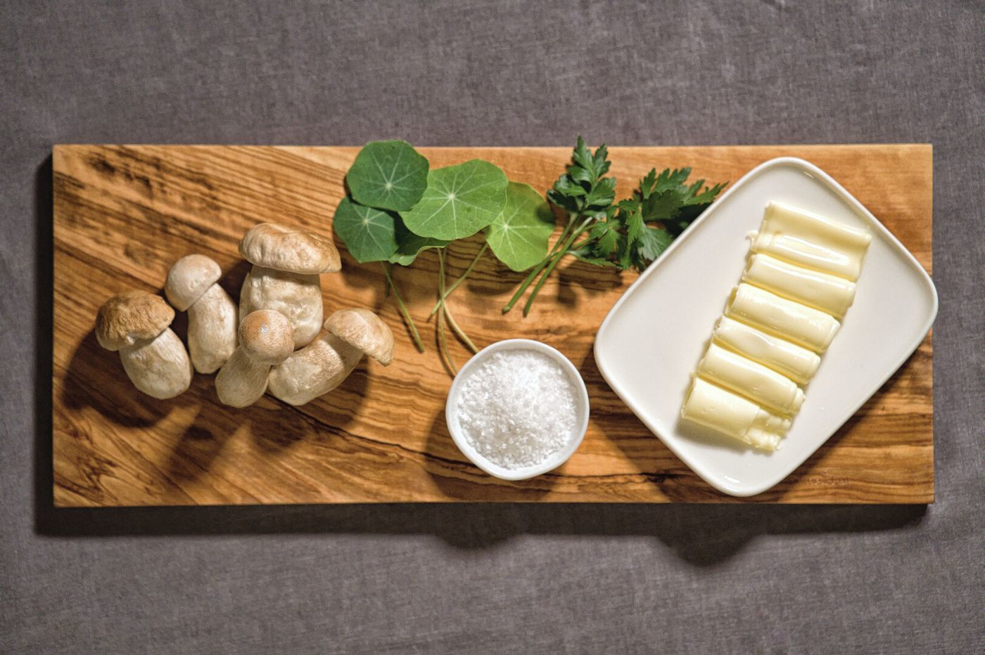Porcini Butter from Fresh Raw Porcini Mushrooms and Nasturtium